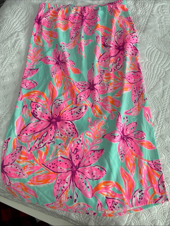 Lilly Pulitzer Dresses & Skirts - Lilly Pulitzer Mint Floral Maxi Skirt with Pink & Orange Blooms